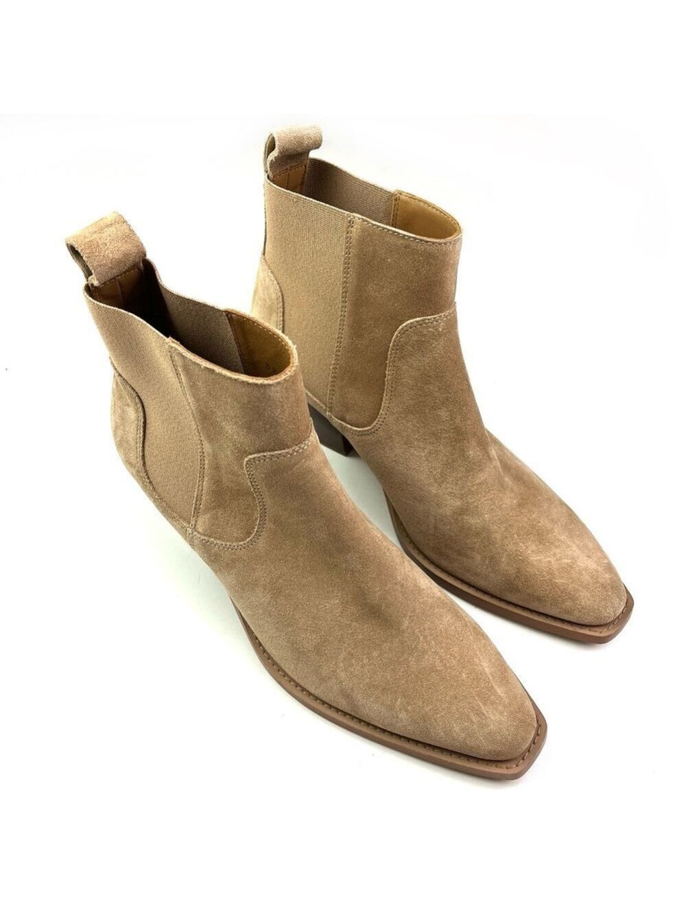New Everlane The Western Boot Tan Suede Square Toe Block Heel size 9.5 - Picture 2 of 9